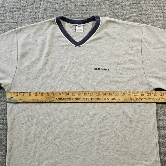 Vintage Old Navy Ringer V-Neck Thermal XL Long Sleeve Retro 90s Y2K Gray Navy​ - Picture 5 of 7